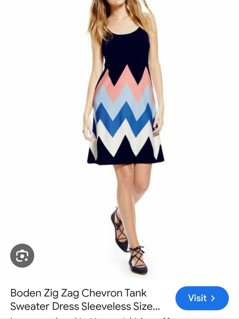 Chevron Tank Dress with Navy, Pink, Light Blue & White Colorblock